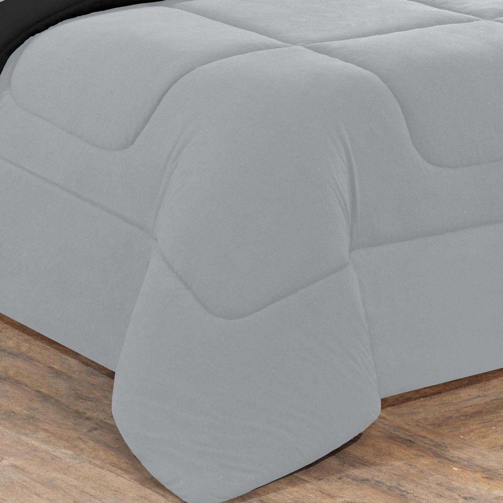 Kit Edredom Malha 100% Algodão Gran Moratta 3 Peças King - Cinza-preto - 3