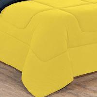 Kit Edredom + Jogo De Lençol Malha 100% Algodão Gran Moratta 4 Peças Solteiro - Amarelo-azul Marinho - 3