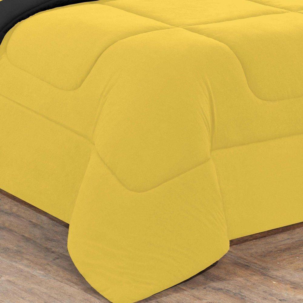 Kit Edredom Malha 100% Algodão Gran Moratta 3 Peças Casal - Amarelo-preto - 3
