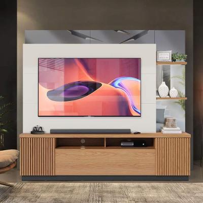 Painel Home Para Tv Até 70 Polegadas Com Espelho Freijó Off White Preto Fosco Goya Shop Jm