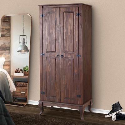 Guarda Roupa Antigo Pequeno 2 Portas Madeira Maciça Marrom 4000 Shop Jm