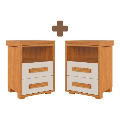 Mesa De Cabeceira 2 Unidades 42 X 38 Cm 2 Gavetas Nature Off White Ginza Shop Jm