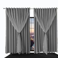 Cortina Sala E Quarto 5,50x2,30 Tecido Blackout Ana Cinza - 1