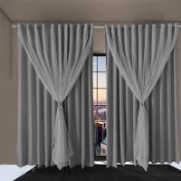 Cortina Sala E Quarto 5,50x2,30 Tecido Blackout Ana Cinza