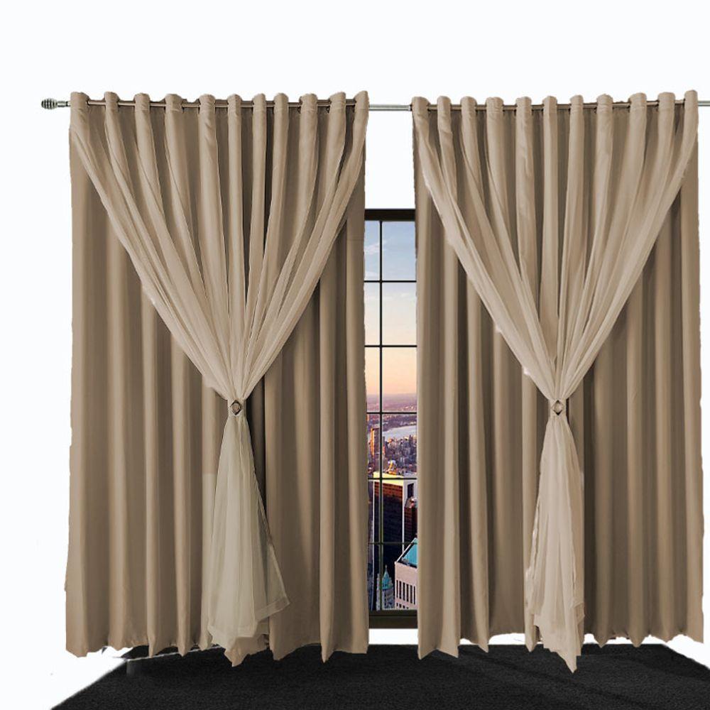 Cortina Sala E Quarto 5,50x2,30 Tecido Blackout Ana Bege - 1