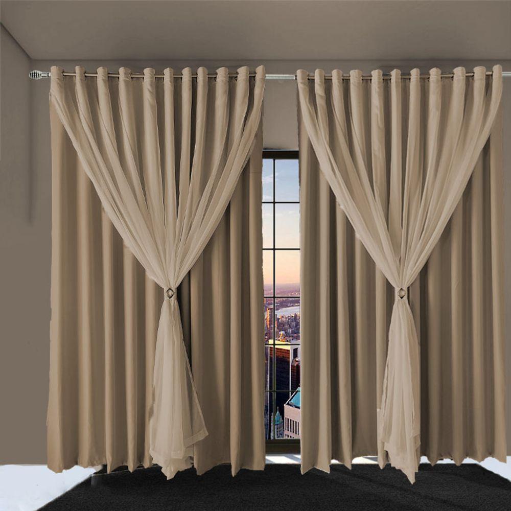 Cortina Sala E Quarto 8,50x2,30 Tecido Blackout Ana Bege - 4