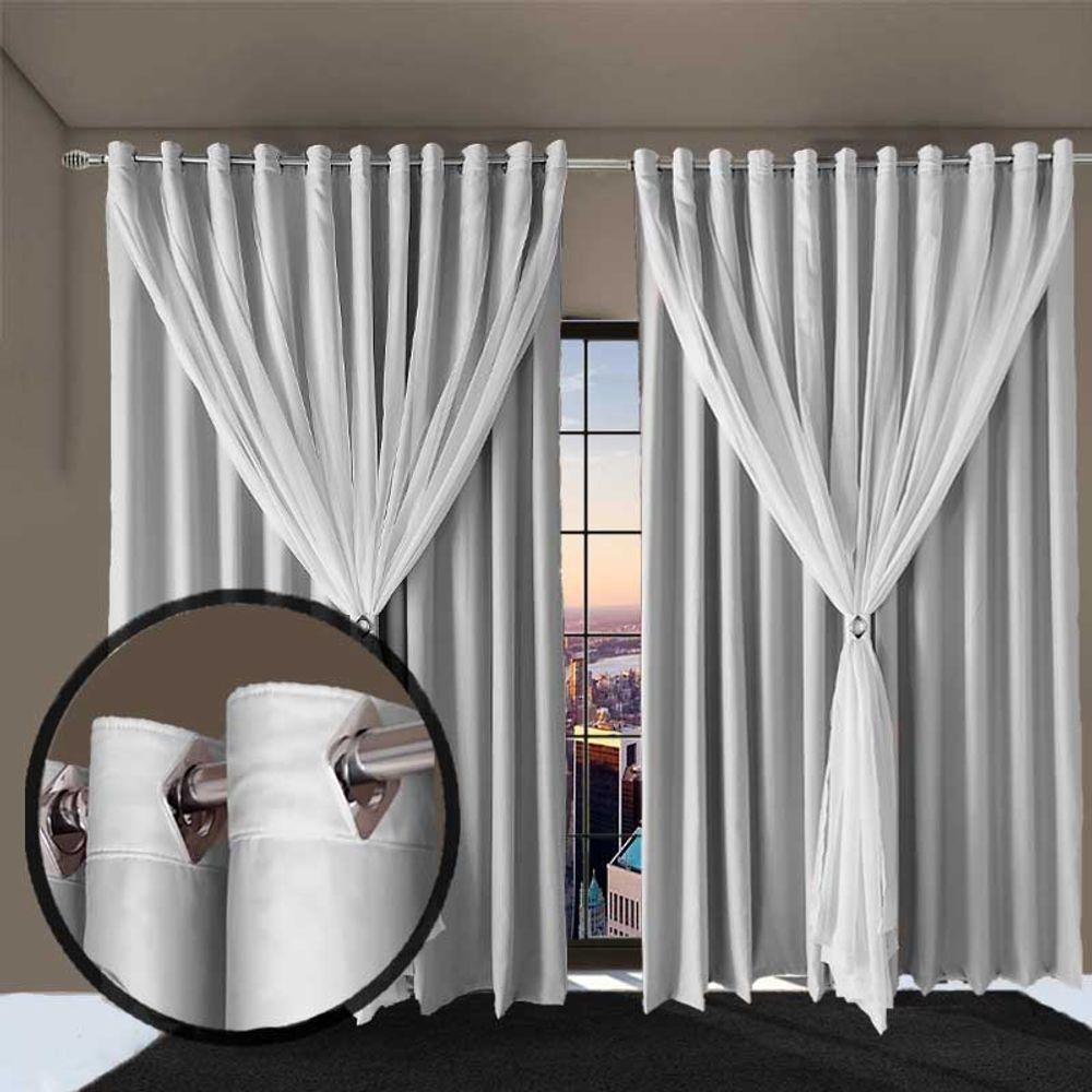 Cortina Sala E Quarto 8,50x2,30 Tecido Blackout Ana Branco - 6
