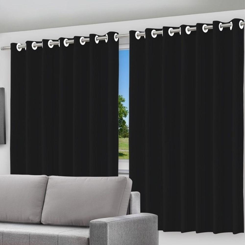 Cortina Blackout Preto Com Ilhós P- Varão 280x220cm Quarto - 2