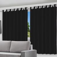 Cortina Blackout Preto Com Ilhós P- Varão 280x220cm Quarto - 2