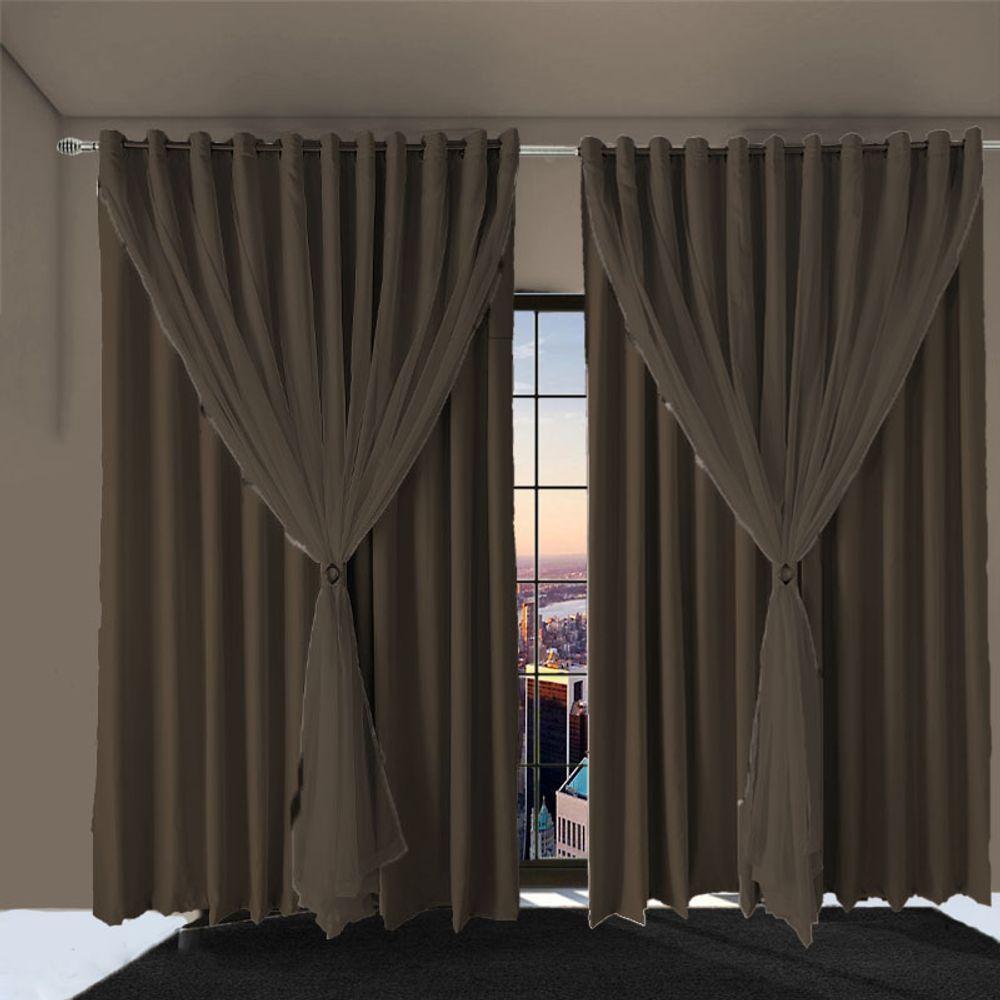 Cortina Sala E Quarto 8,50x2,30 Tecido Blackout Ana Marrom - 4