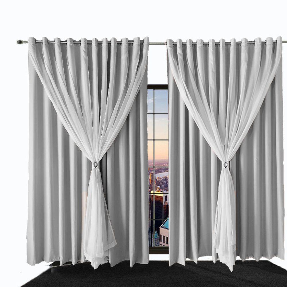 Cortina Sala E Quarto 8,50x2,50 Tecido Blackout Ana Branco - 1