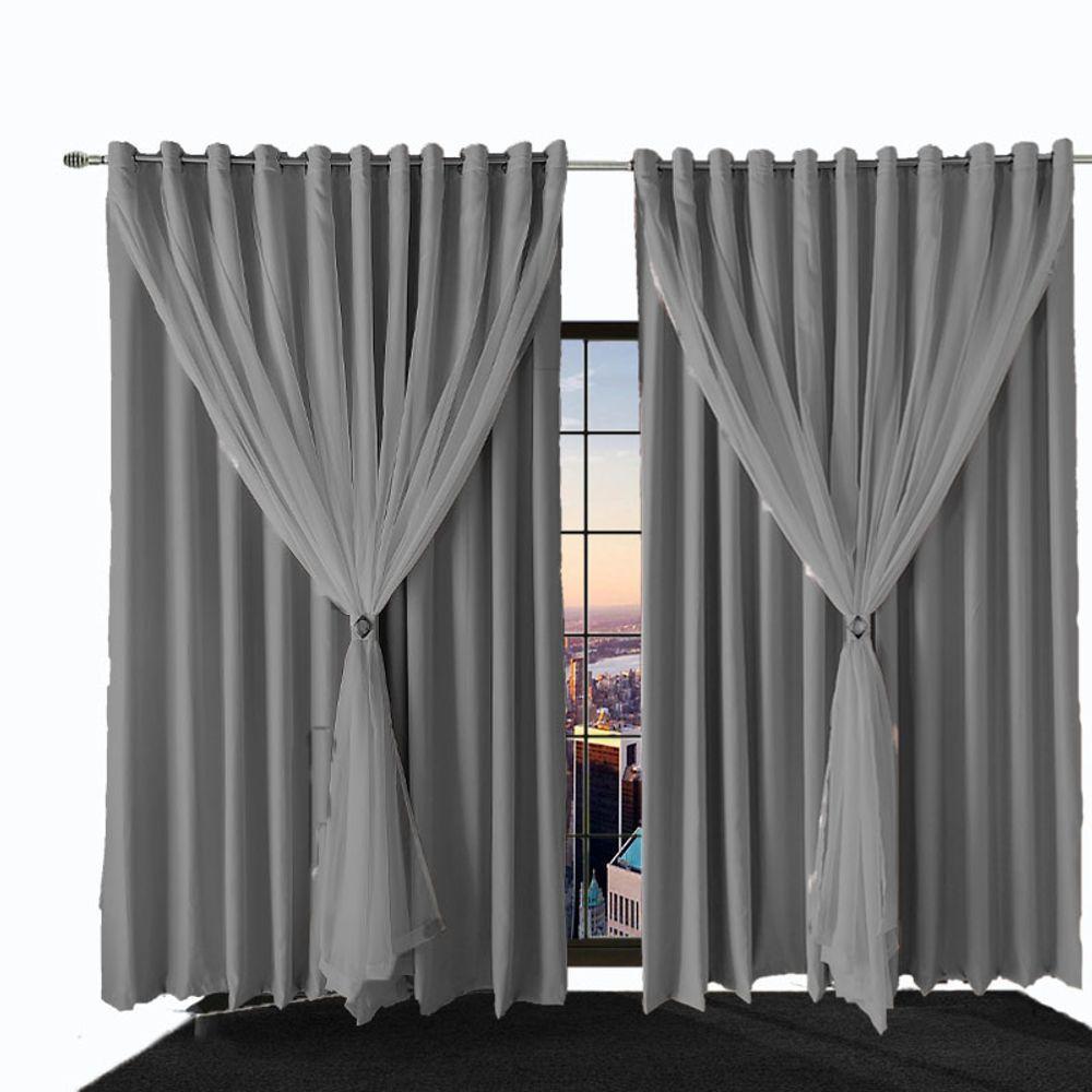 Cortina Sala E Quarto 8,50x2,50 Tecido Blackout Ana Cinza - 1