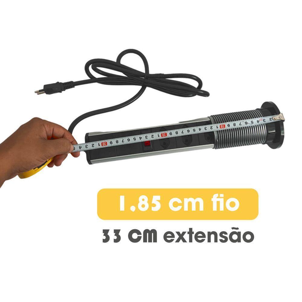 Torre Multiplug Usb 3 Tomadas Retrátil Usb-c E De Embutir - 3