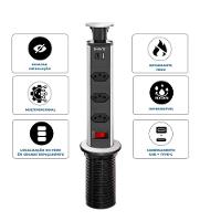 Torre Multiplug Usb 3 Tomadas Retrátil Usb-c E De Embutir - 5