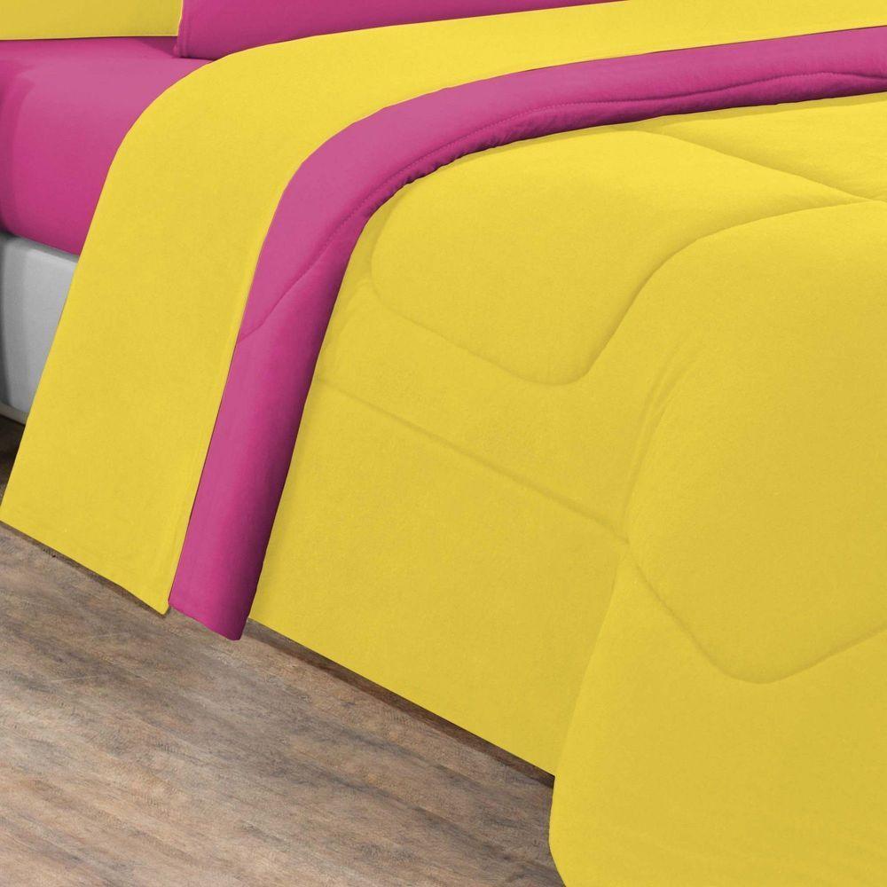 Edredom Malha 100% Algodão Gran Moratta 1 Peça King - Amarelo-pink - 2