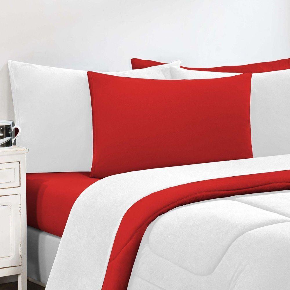 Kit Edredom Malha 100% Algodão Gran Moratta 3 Peças Casal - Branco-vermelho - 2