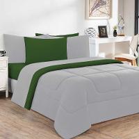 Kit Edredom Malha 100% Algodão Gran Moratta 3 Peças Casal - Cinza-verde Bandeira - 1