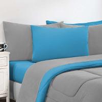 Kit Edredom Malha 100% Algodão Gran Moratta 3 Peças Casal - Cinza-azul Turquesa - 2