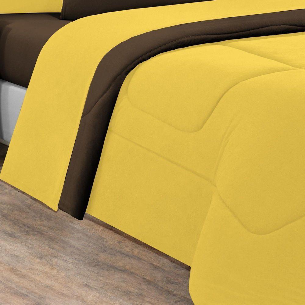 Edredom Malha 100% Algodão Gran Moratta 1 Peça King - Amarelo-marrom - 2