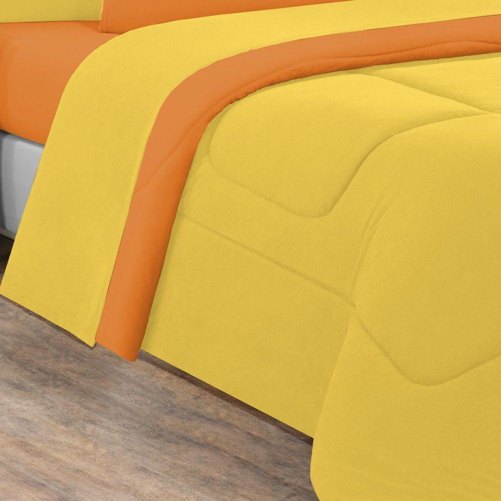 Edredom Malha 100% Algodão Gran Moratta 1 Peça King - Amarelo-laranja - 2