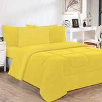 Edredom Malha 100% Algodão Gran Moratta 1 Peça King - Amarelo-amarelo - 1