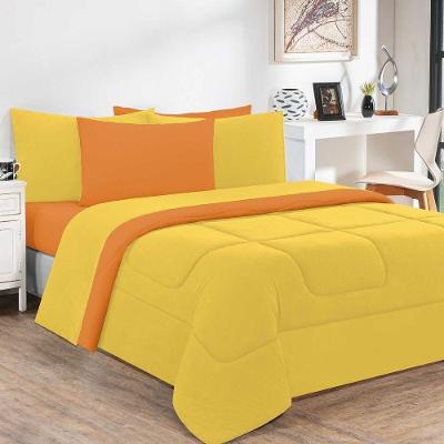 Kit Edredom + Jogo De Lençol 100% Algodão Gran Moratta 5 Peças Solteiro Amarelo-laranja