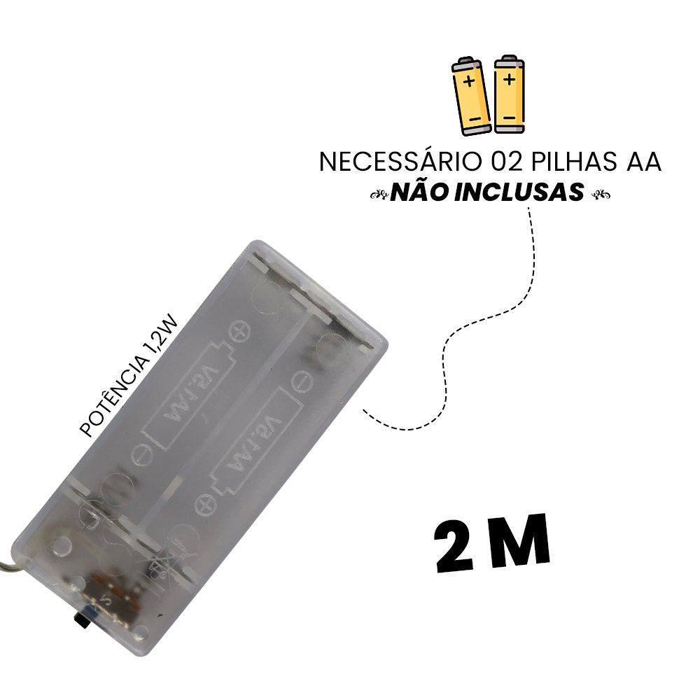 Fio De Fada Led Decoração Cordão De Luz 2 Metros - Branco Quente - 3