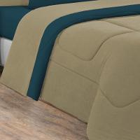 Kit Edredom + Jogo De Lençol 100% Algodão Gran Moratta 5 Peças Solteiro Avelã-azul Petróleo - 3