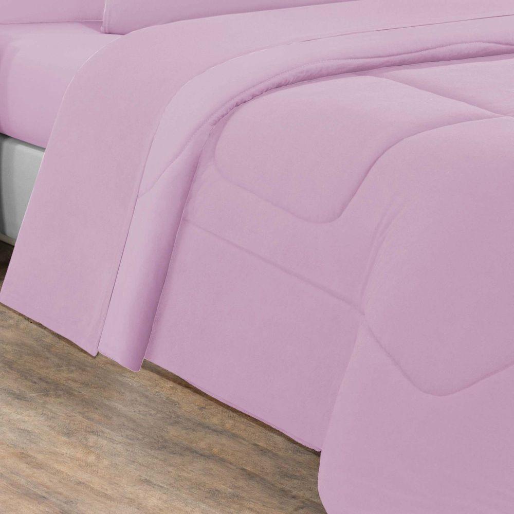 Kit Edredom + Jogo De Lençol 100% Algodão Gran Moratta 5 Peças Solteiro Rosa Bebê-rosa Bebê - 4