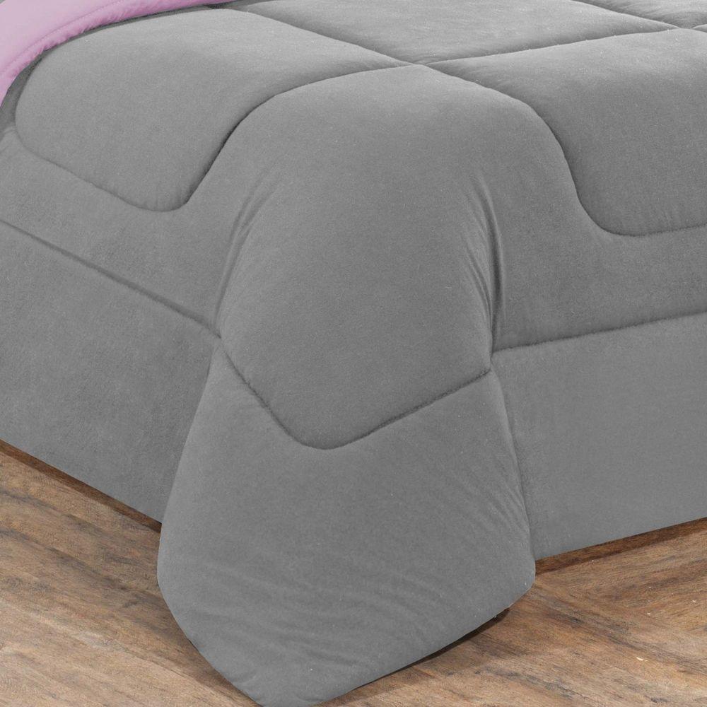 Kit Edredom + Jogo De Lençol 100% Algodão Gran Moratta 7 Peças King Cinza-rosa Bebê - 4