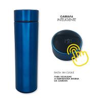 Garrafa Térmica Medidor Temperatura Digital Squeeze Portátil Azul - 2
