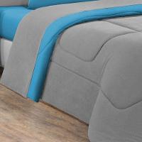 Kit Edredom + Jogo De Lençol 100% Algodão Gran Moratta 7 Peças Queen Cinza-azul Turquesa - 3