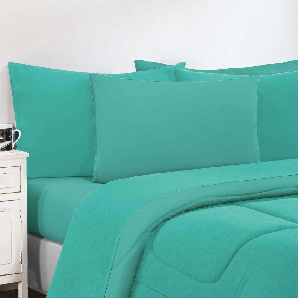 Kit Edredom + Jogo De Lençol 100% Algodão Gran Moratta 7 Peças Queen Verde Jade-verde Jade - 2