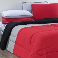 Kit Edredom + Jogo De Lençol 100% Algodão Urbano 5 Peças Solteiro Vermelho-mescla-branco - 2