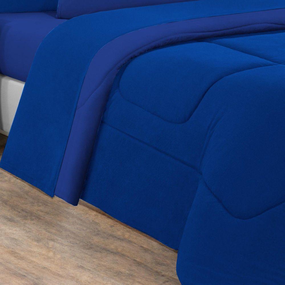 Kit Edredom + Jogo De Lençol 100% Algodão Gran Moratta 7 Peças Casal Azul Royal-azul Royal - 3