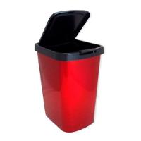 Lixeira Cesto 9 Litros Com Tampa Click Label Vermelha Metalizada - 1