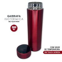 Garrafa Térmica Medidor Temperatura Digital Squeeze Portátil Vermelha - 3