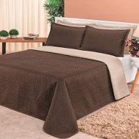 Cobre Leito Dupla Face Queen Clara 03 Peças - Marrom/caqui - 2