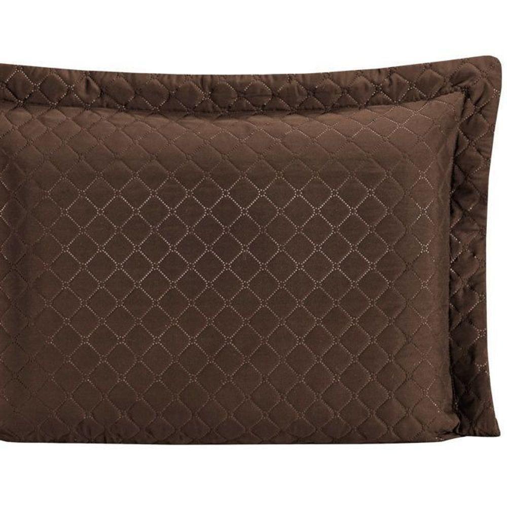 Porta Travesseiro Com Debrum Requinte Liso 01 Peça - Marrom - 2