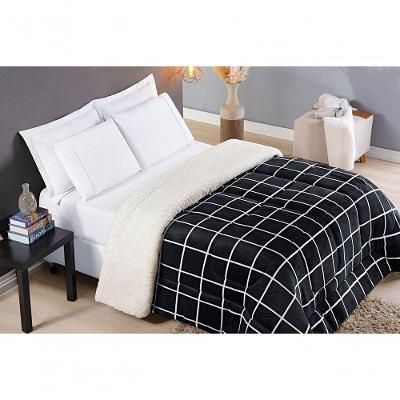 Coberdrom Sherpa E Flannel Austin Solteiro Manta 100g 01 Peça - Preto