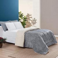 Coberdrom Estampado Sherpa E Flannel Petit Poá King 01 Peça Manta Alta 150g - Cinza - 3