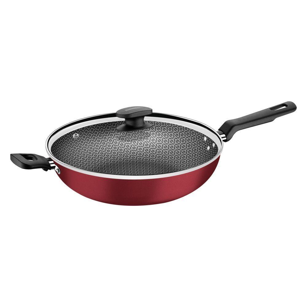 Wok Tramontina com Revestimento Interno E Externo Em Antiaderente Starflon Max Vermelho 28 Cm 3,3 L - 1