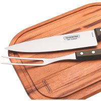 Kit Para Churrasco Tramontina Em Aço Inox Cabo Castanho Polywood Com Tabua De Madeira 3 Peças - 6