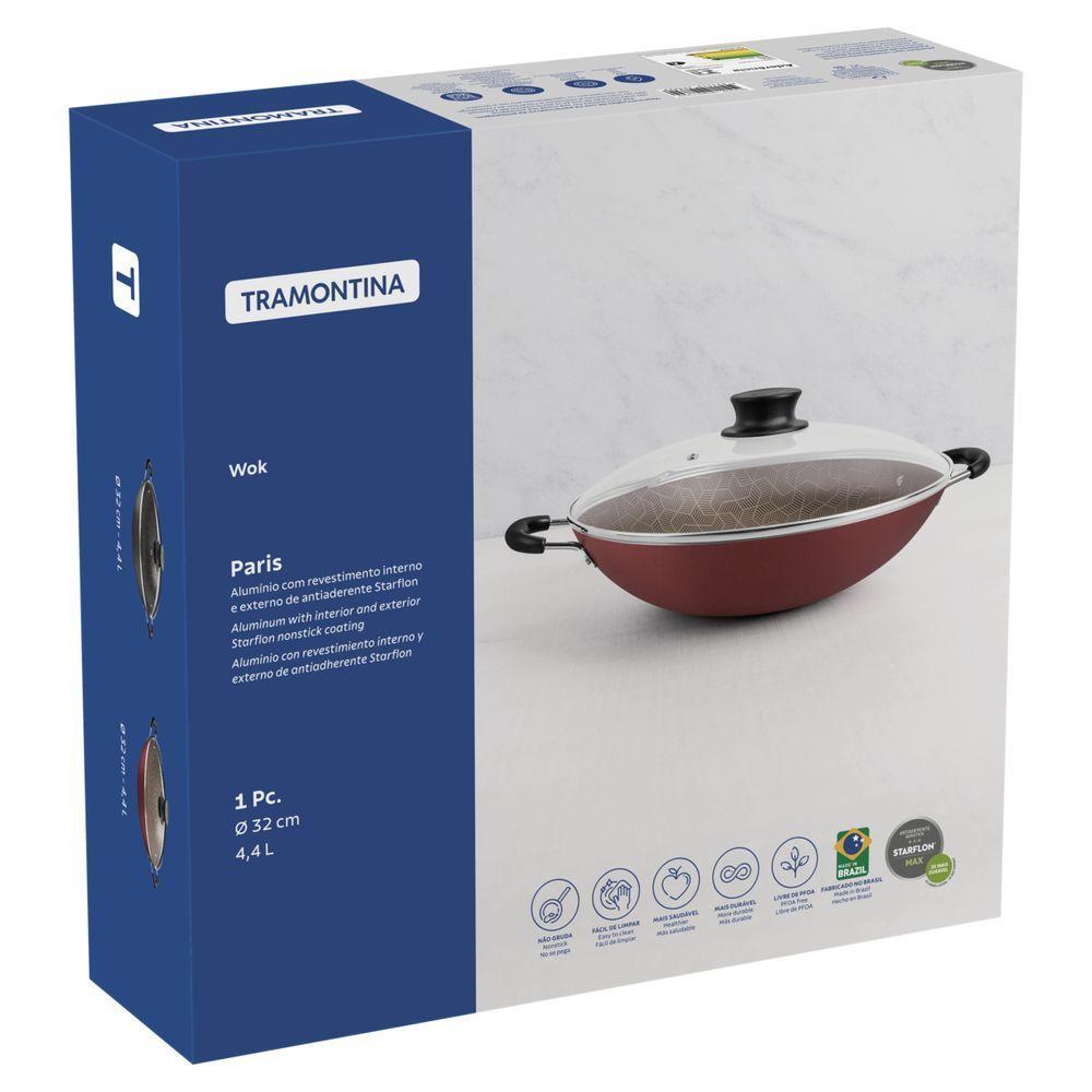 Wok Tramontina Paris Com Revestimento Interno E Externo Em Antiaderente Starflon Max Vermelho - 5