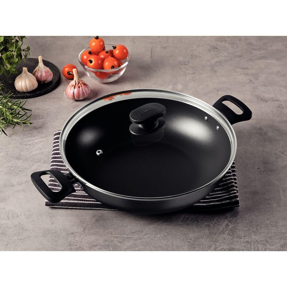 Wok Tramontina Com Revestimento Interno E Externo Em Antiaderente Starflon Max Grafite 28 Cm 3,3 L - 3