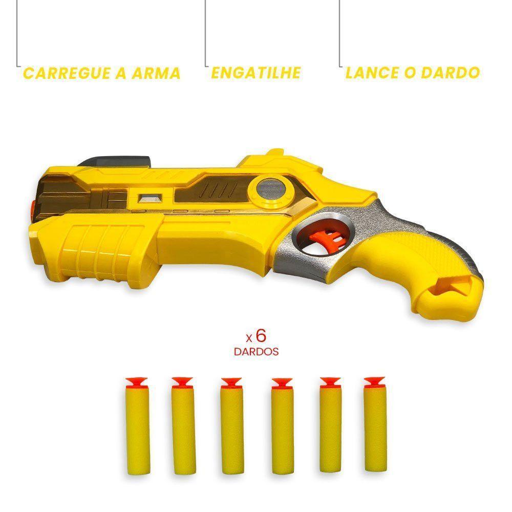 Kit Pistola Lançadora Dardos Com Máscara - Amarelo - 4