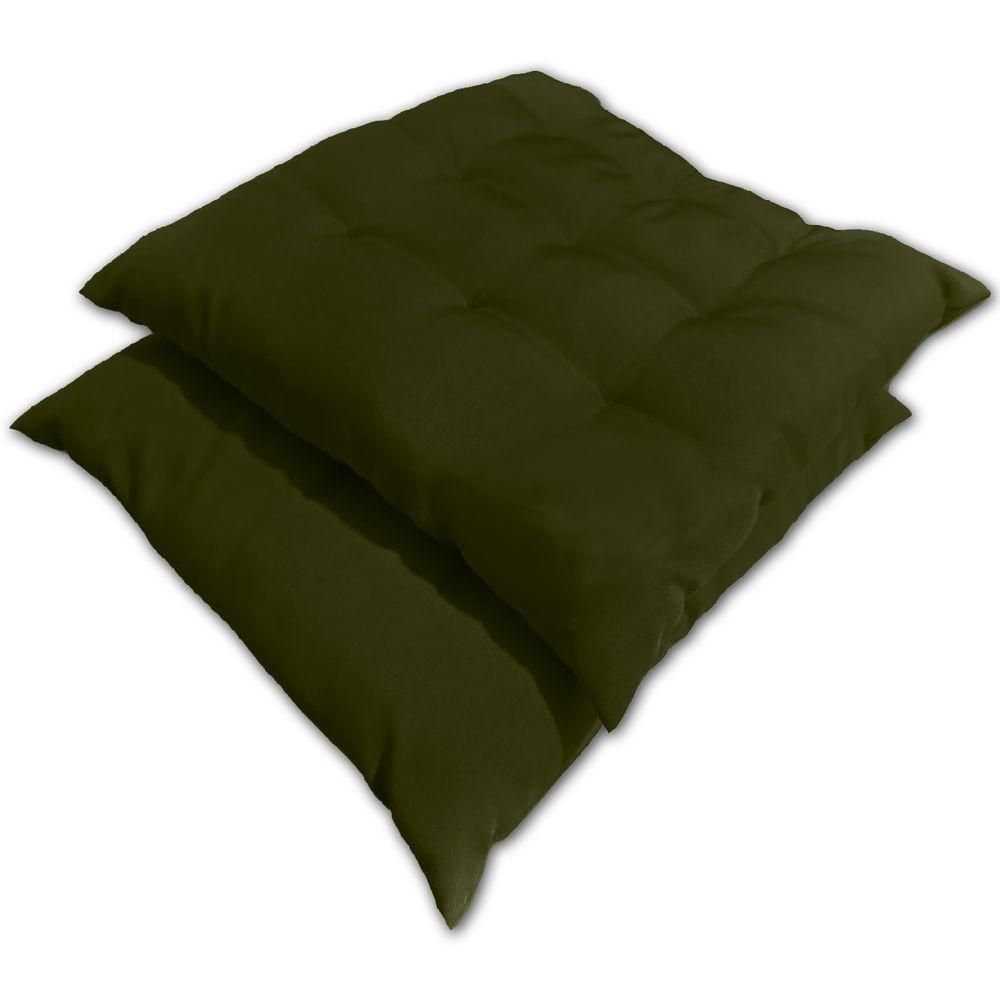 Kit 02 Almofadas Assento Futon Flat Para Cadeira 40x40 Verde Musgo - 1