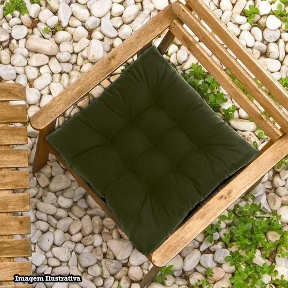 Kit 02 Almofadas Assento Futon Flat Para Cadeira 40x40 Verde Musgo - 2