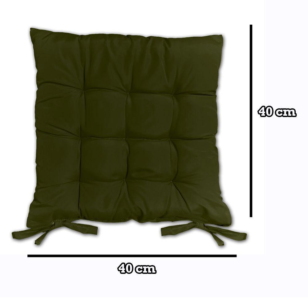 Kit 02 Almofadas Assento Futon Flat Para Cadeira 40x40 Verde Musgo - 3