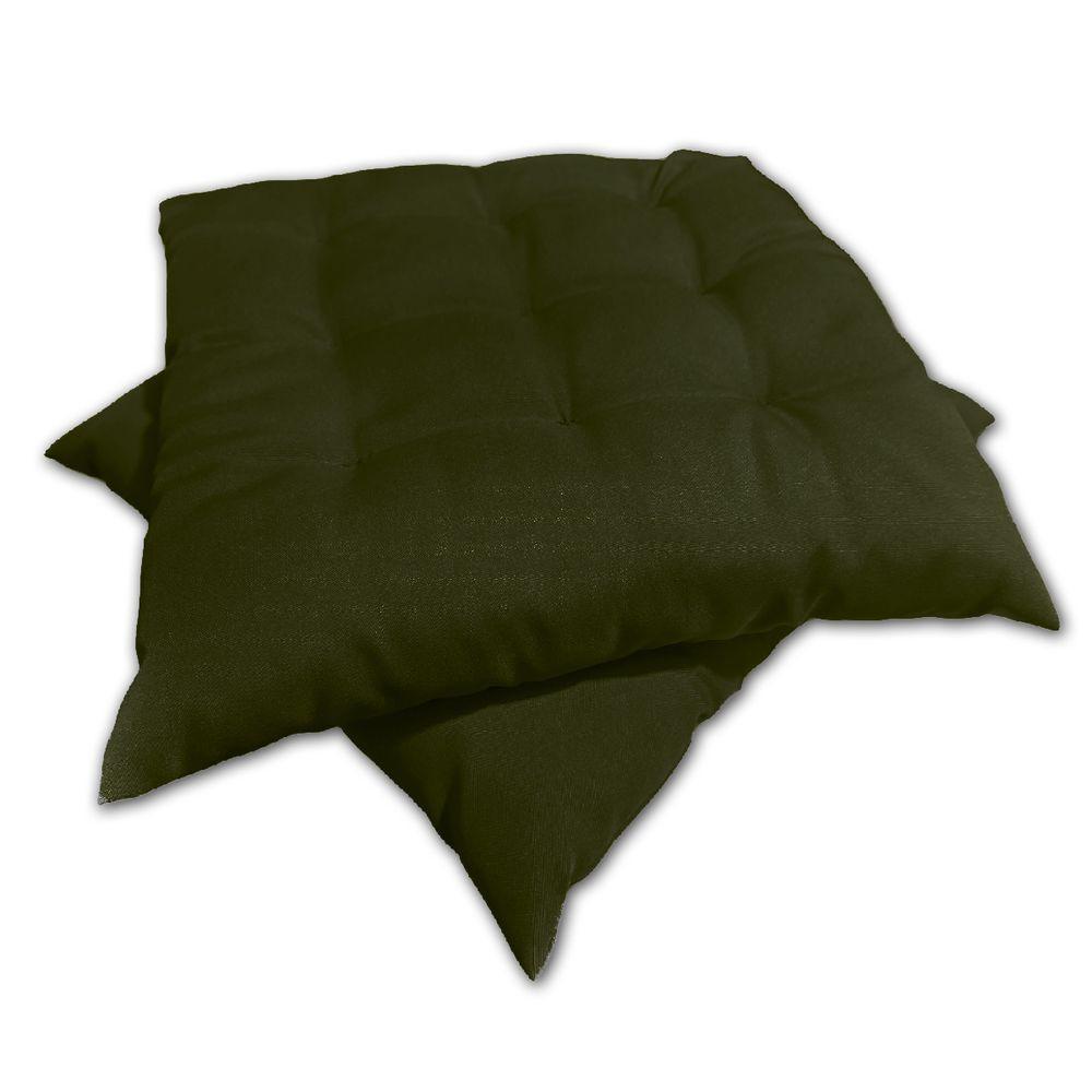 Kit 02 Almofadas Assento Futon Flat Para Cadeira 40x40 Verde Musgo - 6